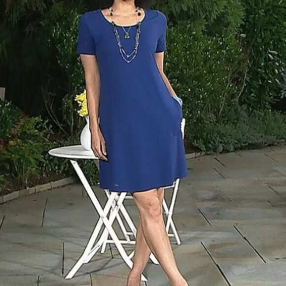 "Isaac Mizrahi Live" Blue Cotton/Modal Swing Style Dress-5X-NWOT - Picture 1 of 3